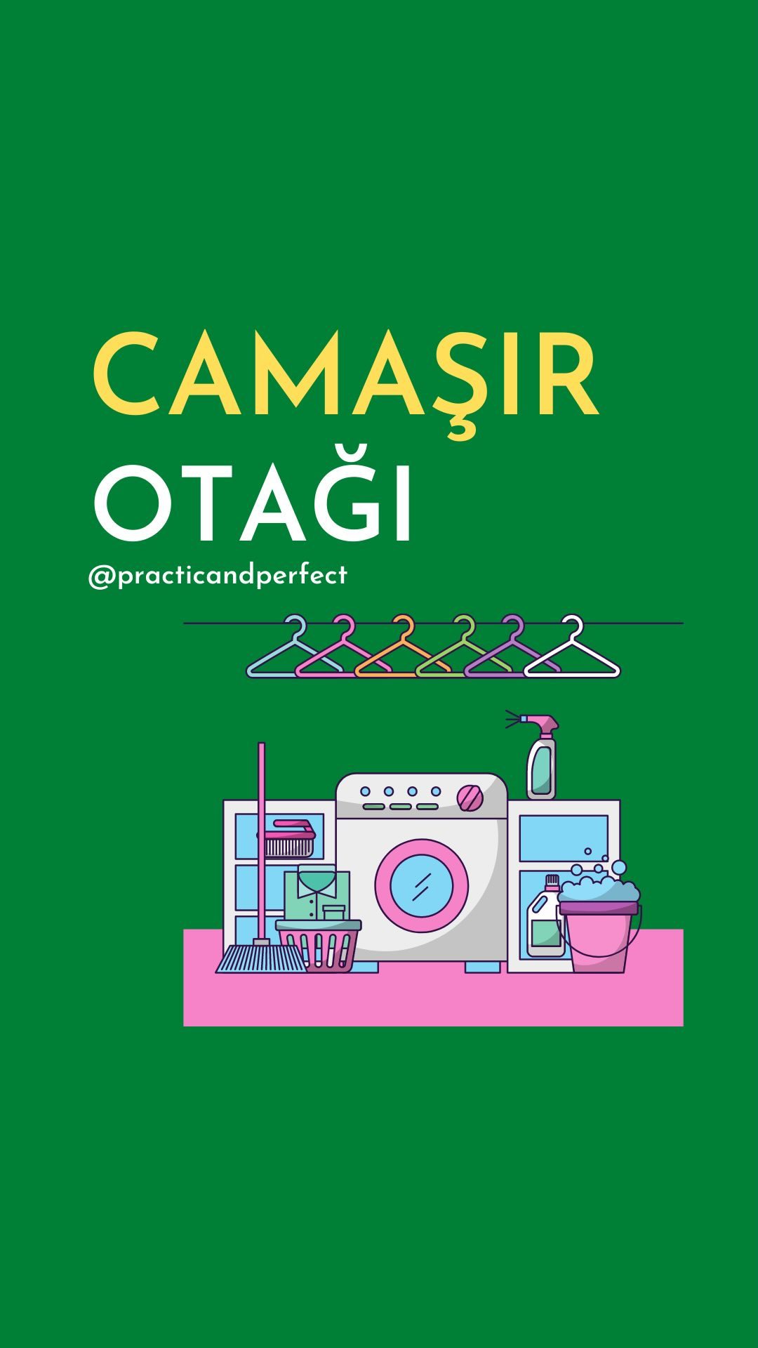 Camaşır otağının planlanması haqqında yaşıl poster